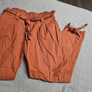 Rust Paperbag Waist Pants